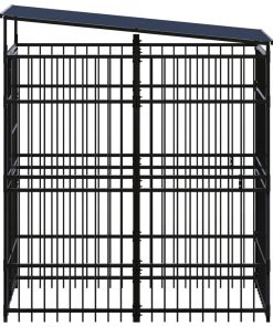 Gabbia Per Cani Da Esterno Con Tetto In Acciaio 1,84 m²