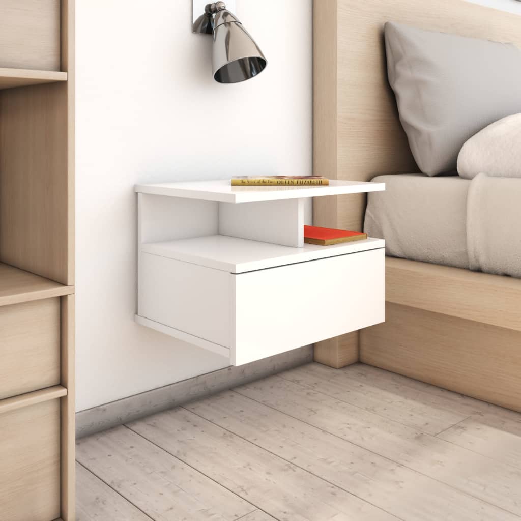 Comodini Pensili 2pz Bianco Lucido 40x31x27cm Legno Multistrato - Image 5