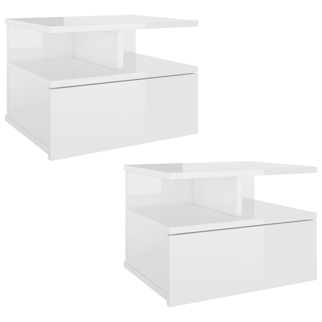 Comodini Pensili 2pz Bianco Lucido 40x31x27cm Legno Multistrato - Image 6
