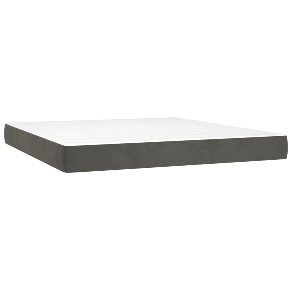 Materasso A Molle Grigio Scuro 180x200x20 Cm In Velluto