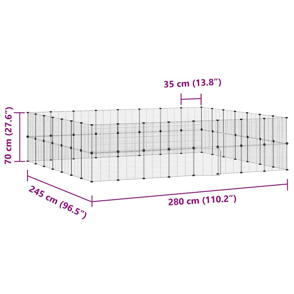 Gabbia Per Animali 60 Pannelli Con Porta Nera 35x35 Cm Acciaio - Image 2