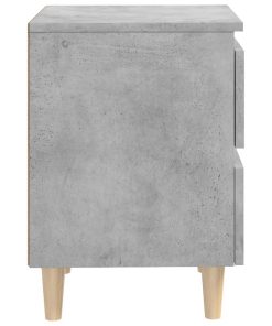 Comodini Con Gambe Pino Massello 2pz Grigio Cemento 40x35x50 cm