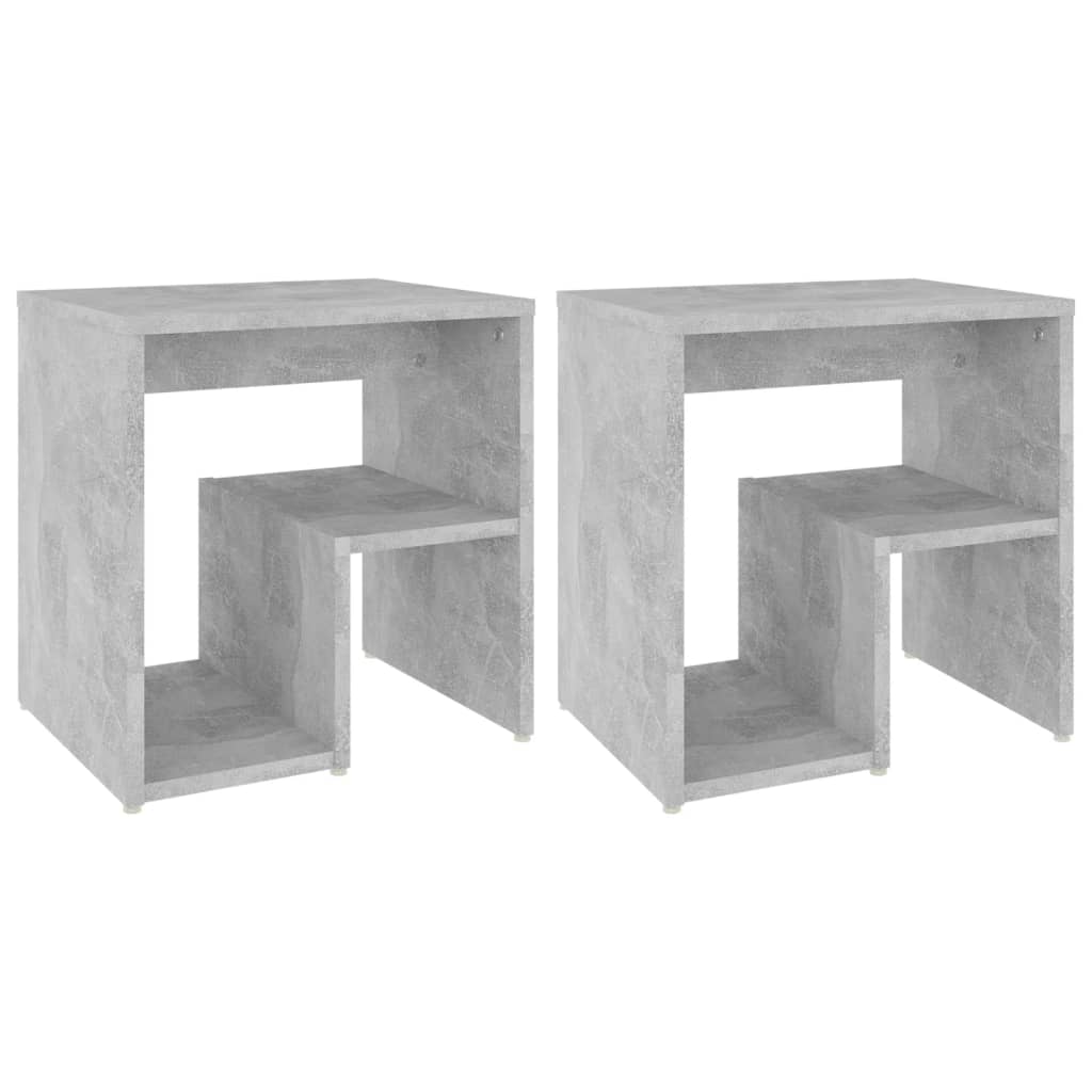 Comodini 2 Pz Grigio Cemento 40x30x40 Cm In Legno Multistrato