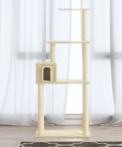 Albero Per Gatti Con Tiragraffi In Sisal Crema 147 cm