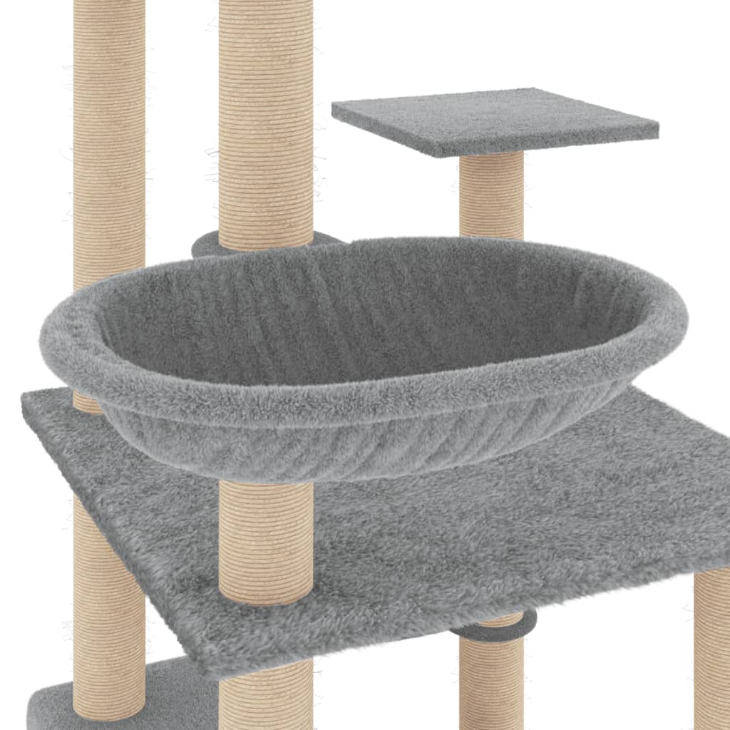 Albero Per Gatti Con Tiragraffi In Sisal Grigio Chiaro 141 cm - Image 6