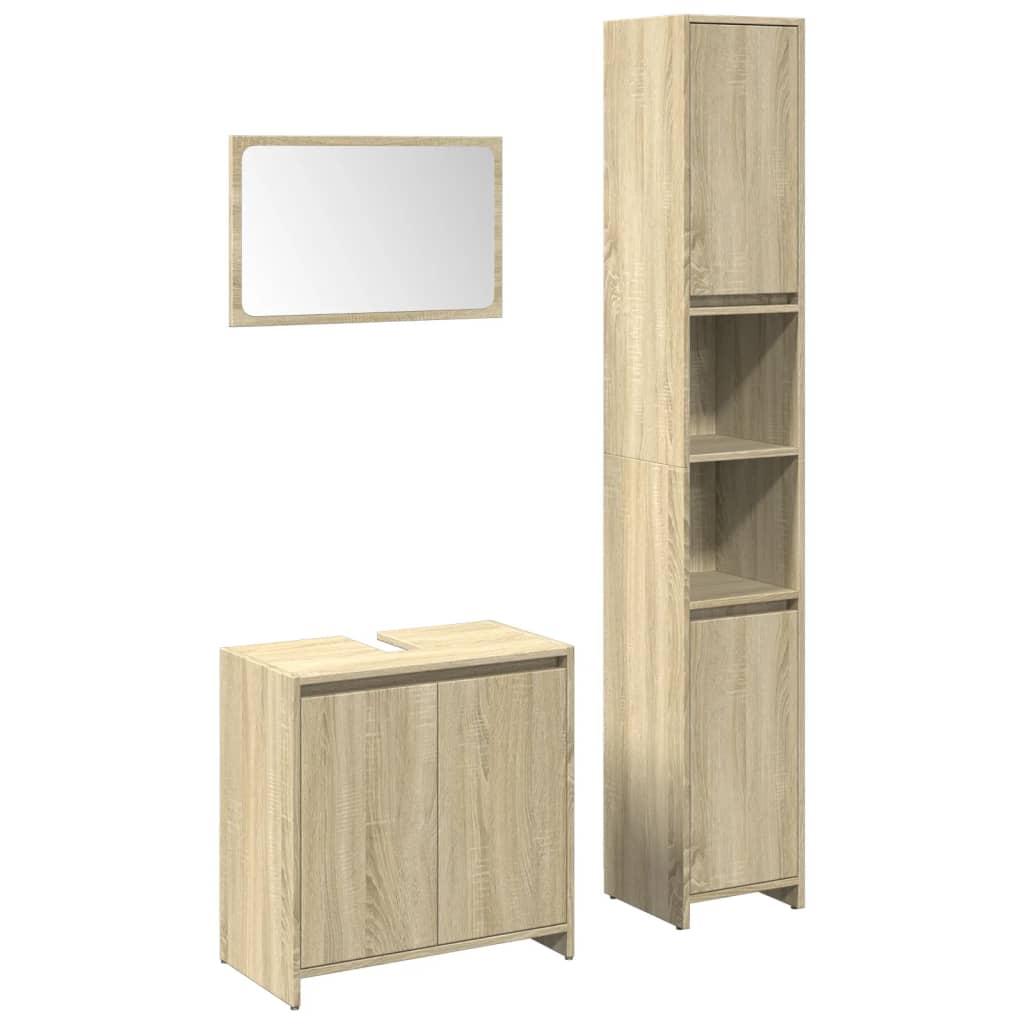 Set Mobili Da Bagno 3 Pz Rovere Sonoma In Legno Multistrato - Image 5
