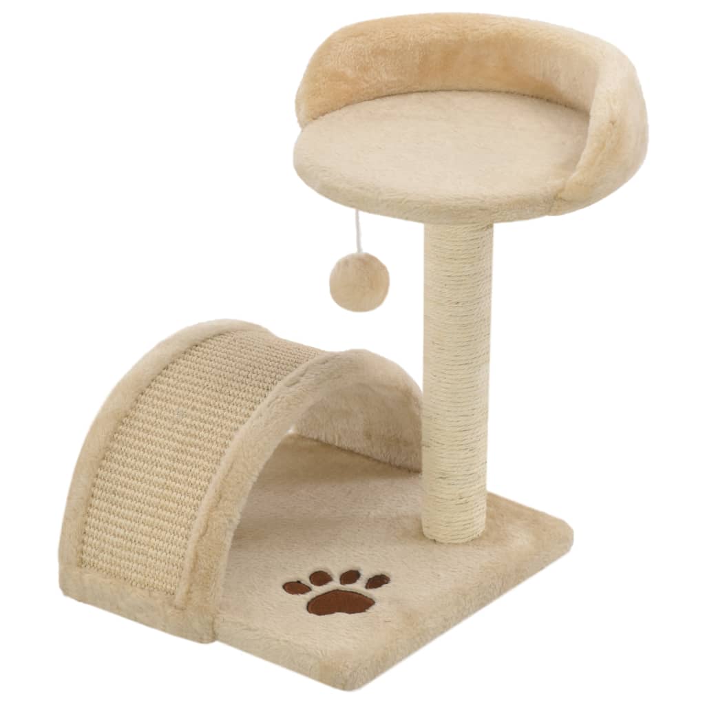 Albero Per Gatti Con Tiragraffi In Sisal 40 Cm Beige E Marrone