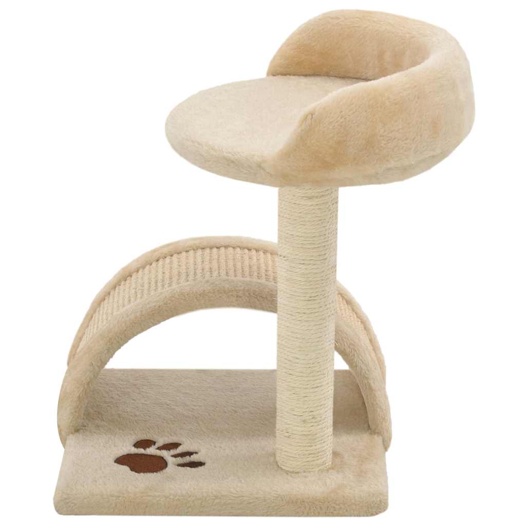 Albero Per Gatti Con Tiragraffi In Sisal 40 Cm Beige E Marrone - Image 4