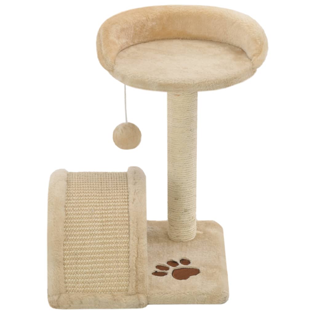 Albero Per Gatti Con Tiragraffi In Sisal 40 Cm Beige E Marrone - Image 5