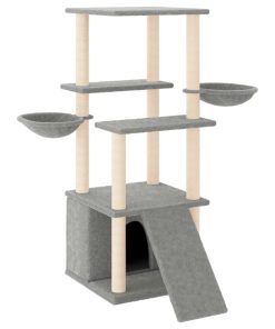 Albero Per Gatti Con Tiragraffi In Sisal Grigio Chiaro 133 cm