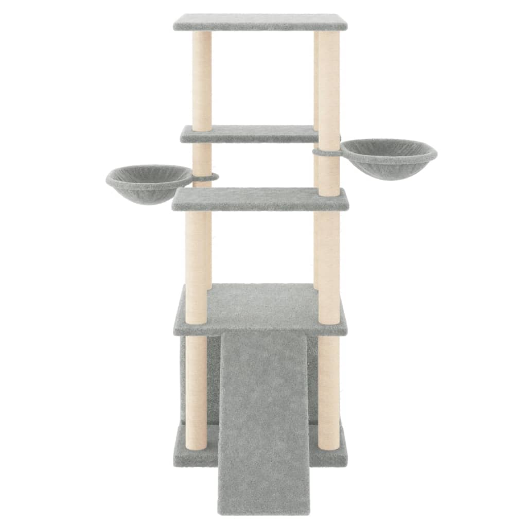Albero Per Gatti Con Tiragraffi In Sisal Grigio Chiaro 133 cm - Image 3