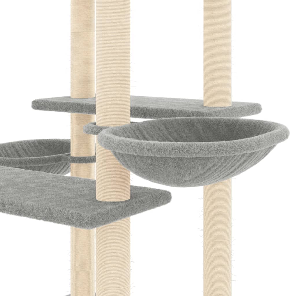 Albero Per Gatti Con Tiragraffi In Sisal Grigio Chiaro 133 cm - Image 4