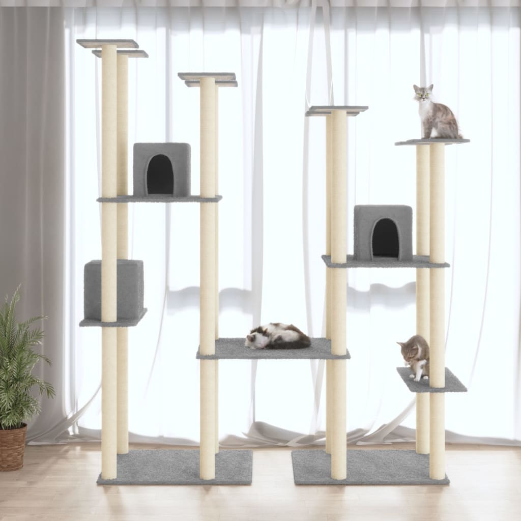 Albero Per Gatti Con Tiragraffi In Sisal Grigio Chiaro 174 cm - Image 3