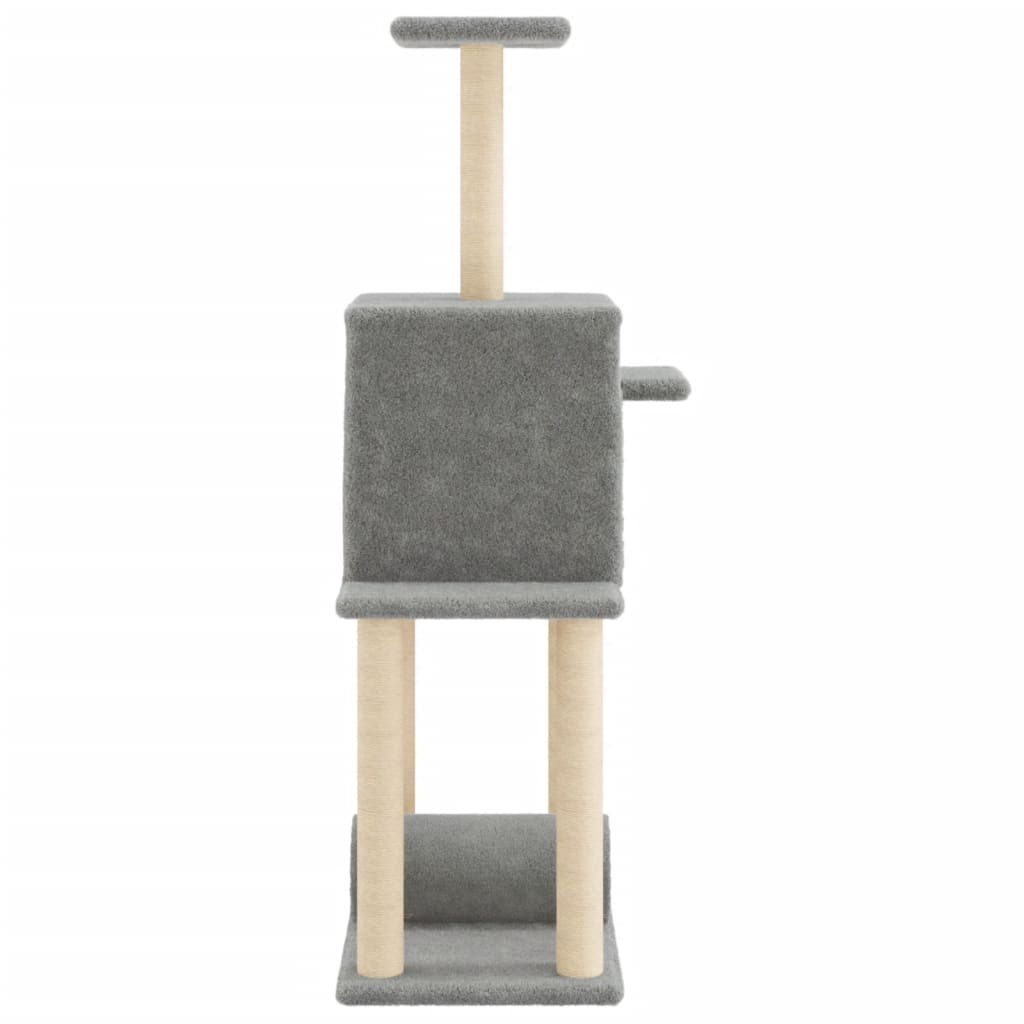 Albero Per Gatti Con Tiragraffi In Sisal Grigio Chiaro 122 cm - Image 6