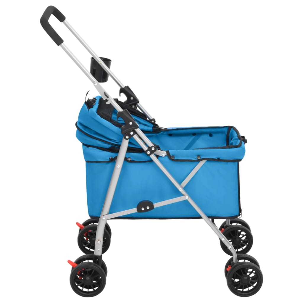 Passeggino Per Cani Pieghevole Blu 76x50x100cm Tessuto Oxford
