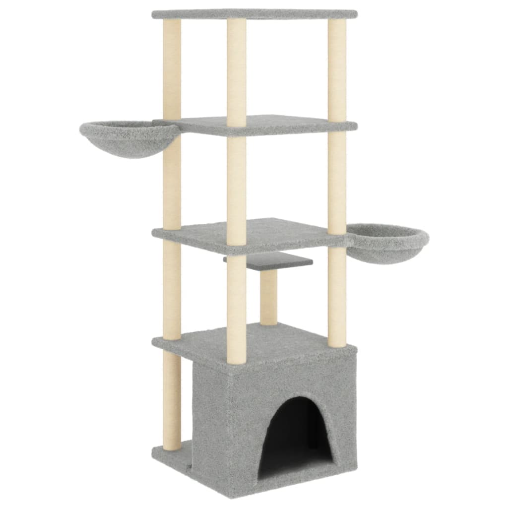 Albero Per Gatti Con Tiragraffi In Sisal Grigio Chiaro 147 cm - Image 4