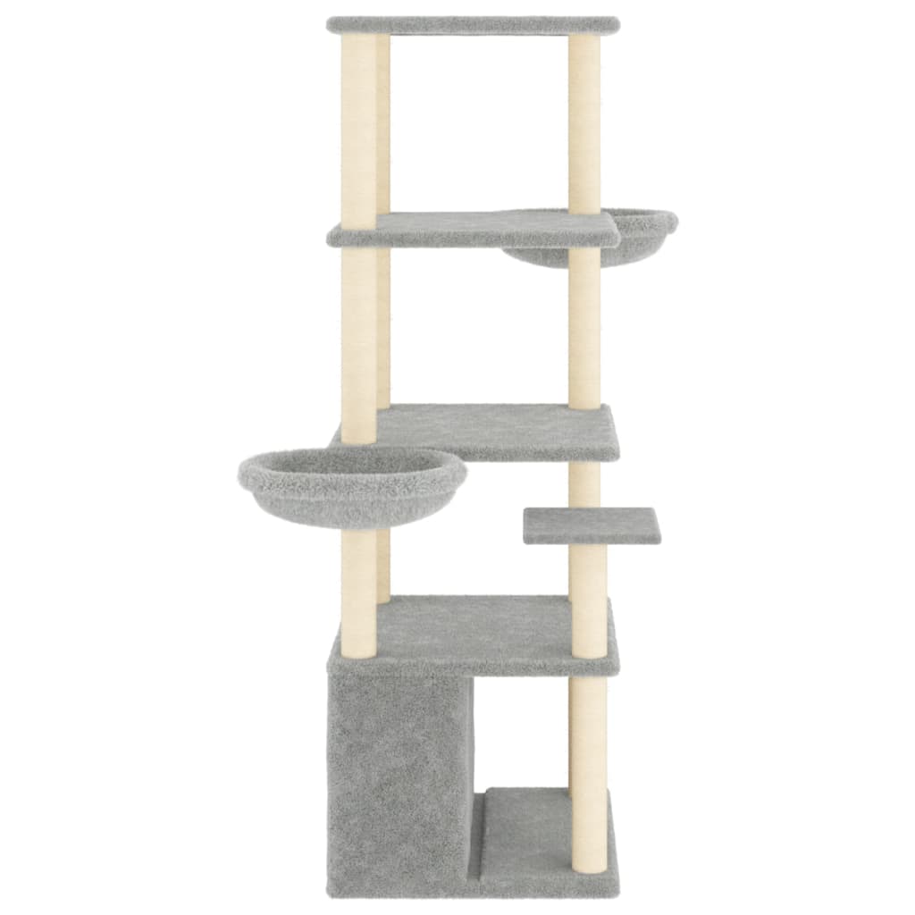 Albero Per Gatti Con Tiragraffi In Sisal Grigio Chiaro 147 cm - Image 5