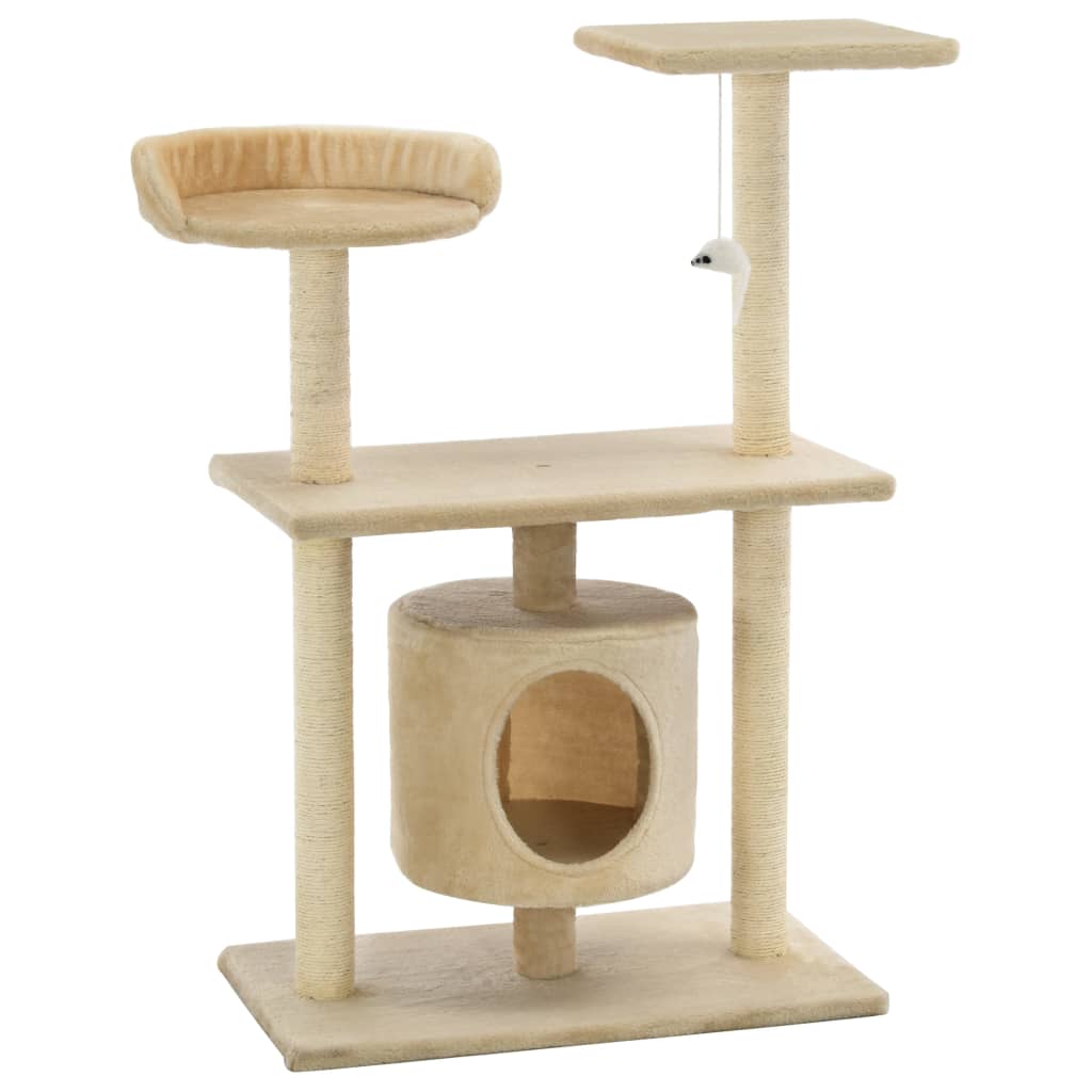 Albero Per Gatti Con Tiragraffi In Sisal 95 Cm Beige - Image 4