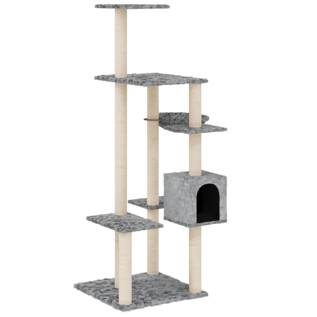 Albero Per Gatti Con Tiragraffi In Sisal Grigio Chiaro 142 cm - Image 6