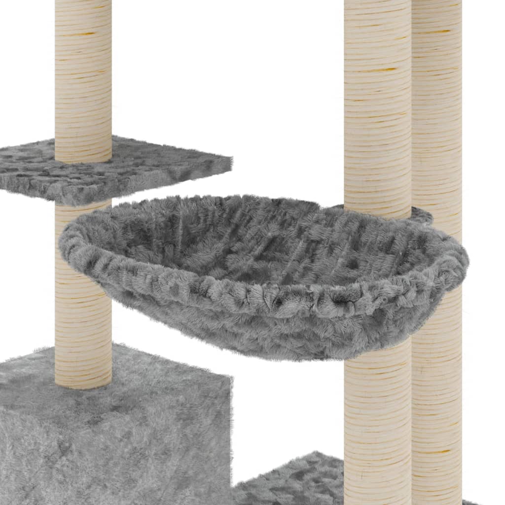 Albero Per Gatti Con Tiragraffi In Sisal Grigio Chiaro 142 cm - Image 3