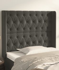Testiera Ad Orecchio Grigio Scuro 93x16x118/128 Cm In Velluto