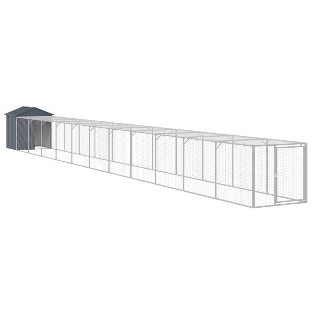 Pollaio Con Area Corsa Antracite 117x1221x123cm Acciaio Zincato