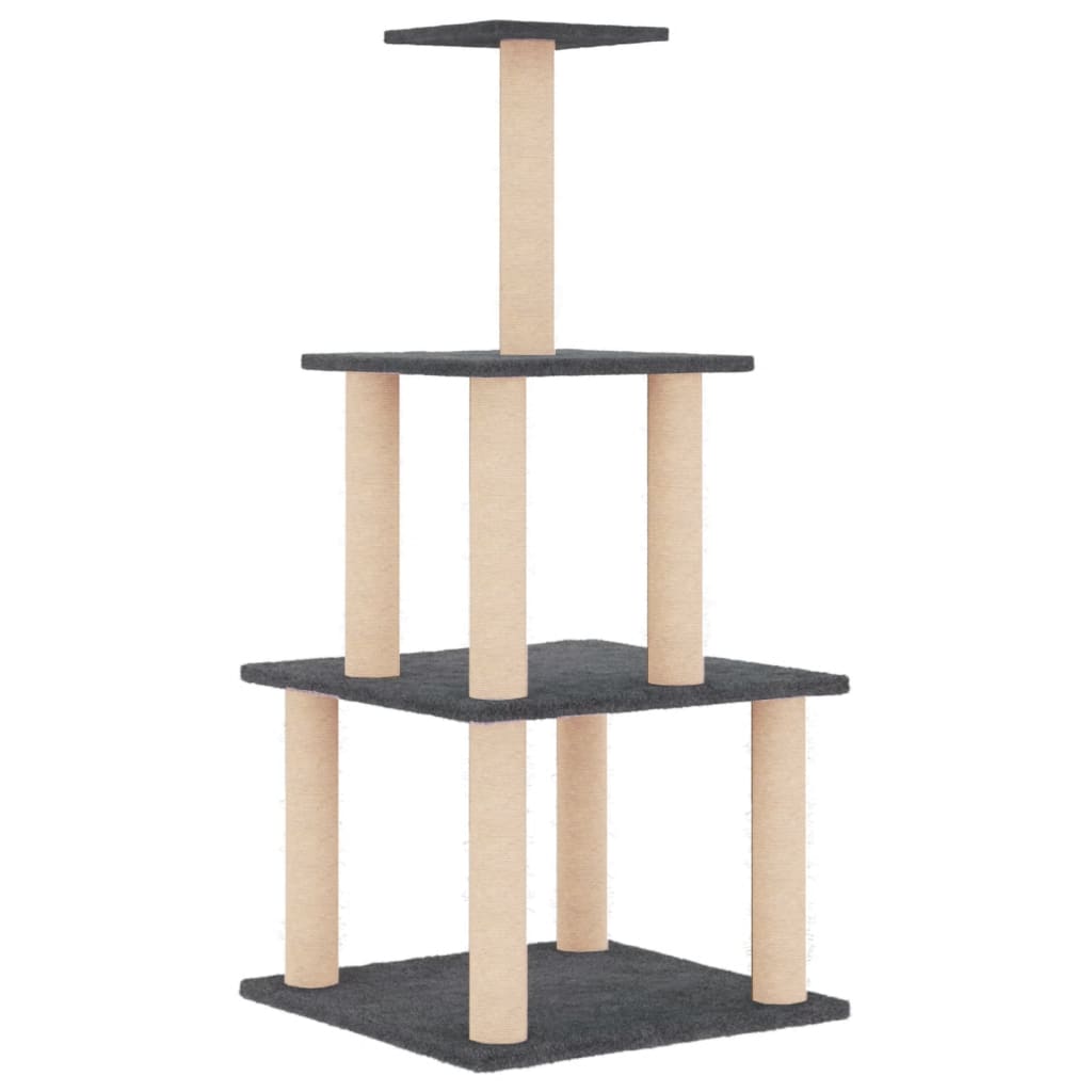 Albero Per Gatti Con Tiragraffi In Sisal Grigio Scuro 111 cm - Image 6