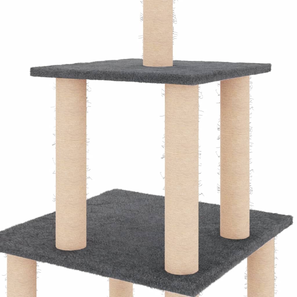 Albero Per Gatti Con Tiragraffi In Sisal Grigio Scuro 111 cm - Image 2