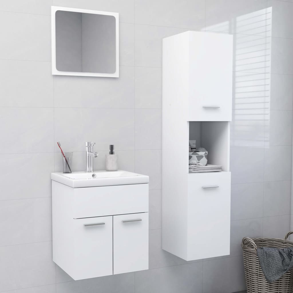 Set Mobili Da Bagno Bianco In Truciolato - Image 4