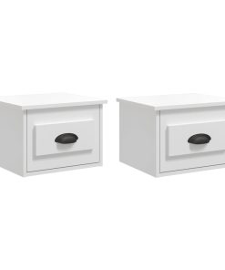 Comodini A Parete 2 Pz Bianco Lucido 41,5x36x28 cm