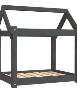 Cuccia Per Cani Grigia 71x55x70 Cm In Legno Massello Di Pino