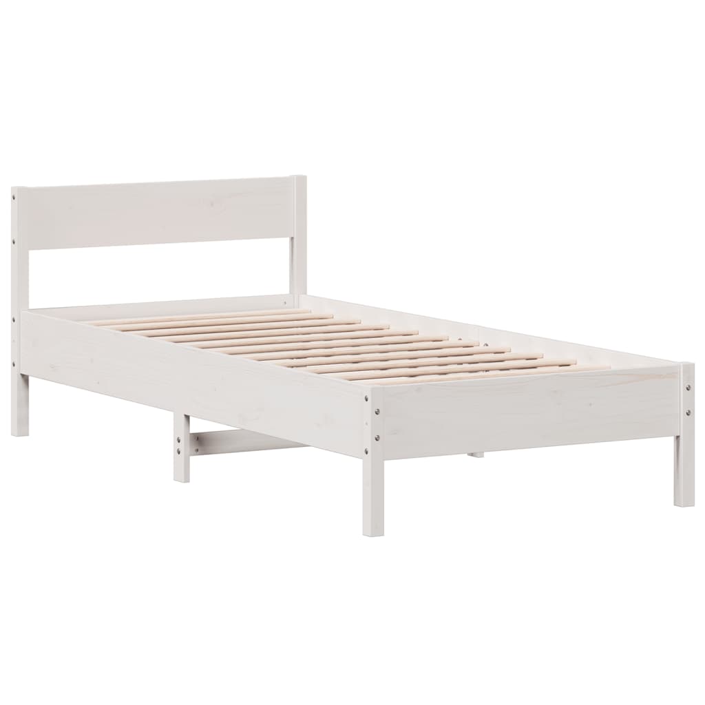 Letto Senza Materasso Bianco 90x190 Cm In Legno Massello Pino