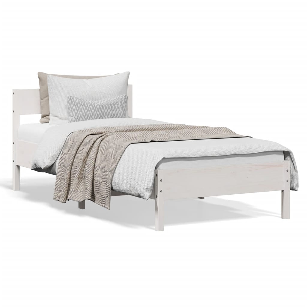 Letto Senza Materasso Bianco 90x190 Cm In Legno Massello Pino - Image 6