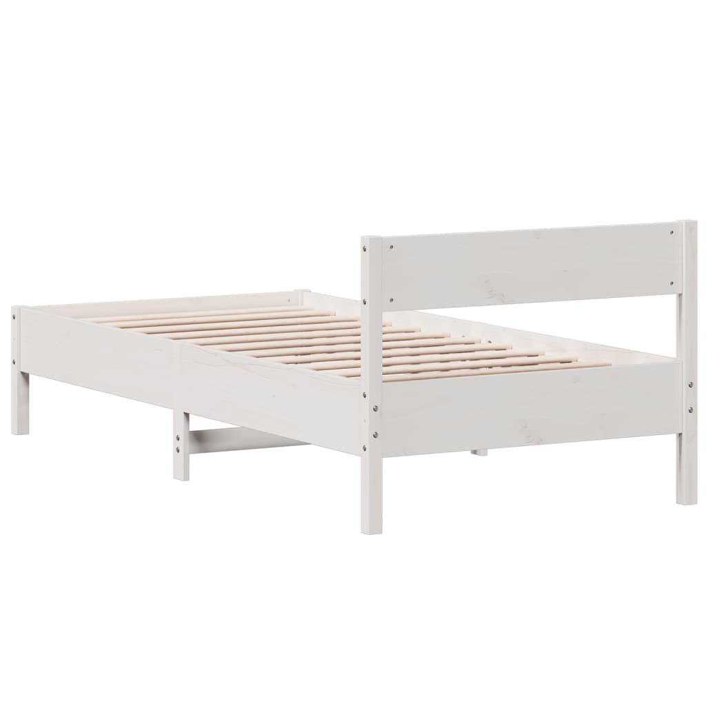 Letto Senza Materasso Bianco 90x190 Cm In Legno Massello Pino - Image 4