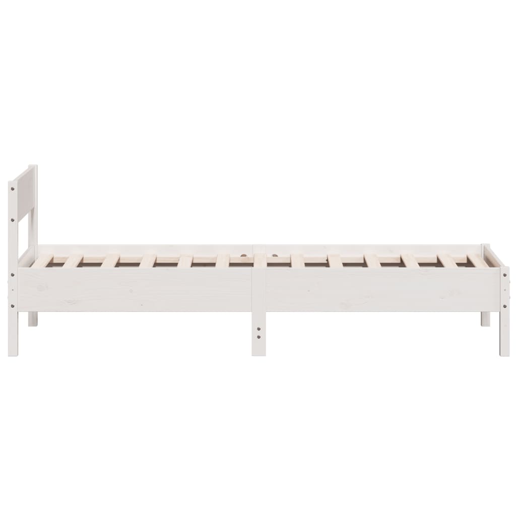 Letto Senza Materasso Bianco 90x190 Cm In Legno Massello Pino - Image 3