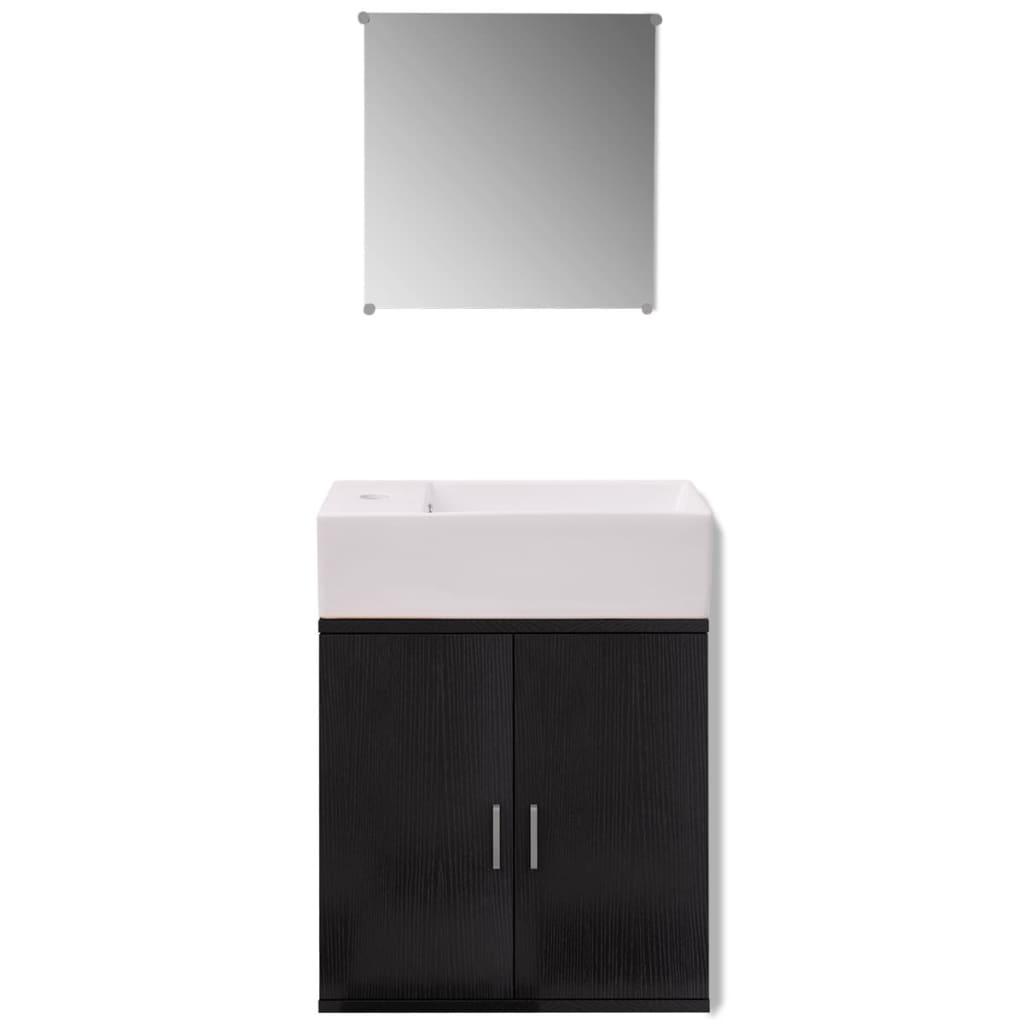 Set Mobili Da Bagno Con Lavabo 3 Pz Nero - Image 3