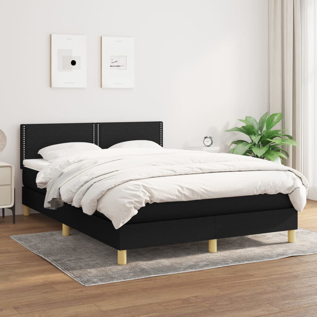 Giroletto A Molle Con Materasso Nero 140x200 Cm In Tessuto