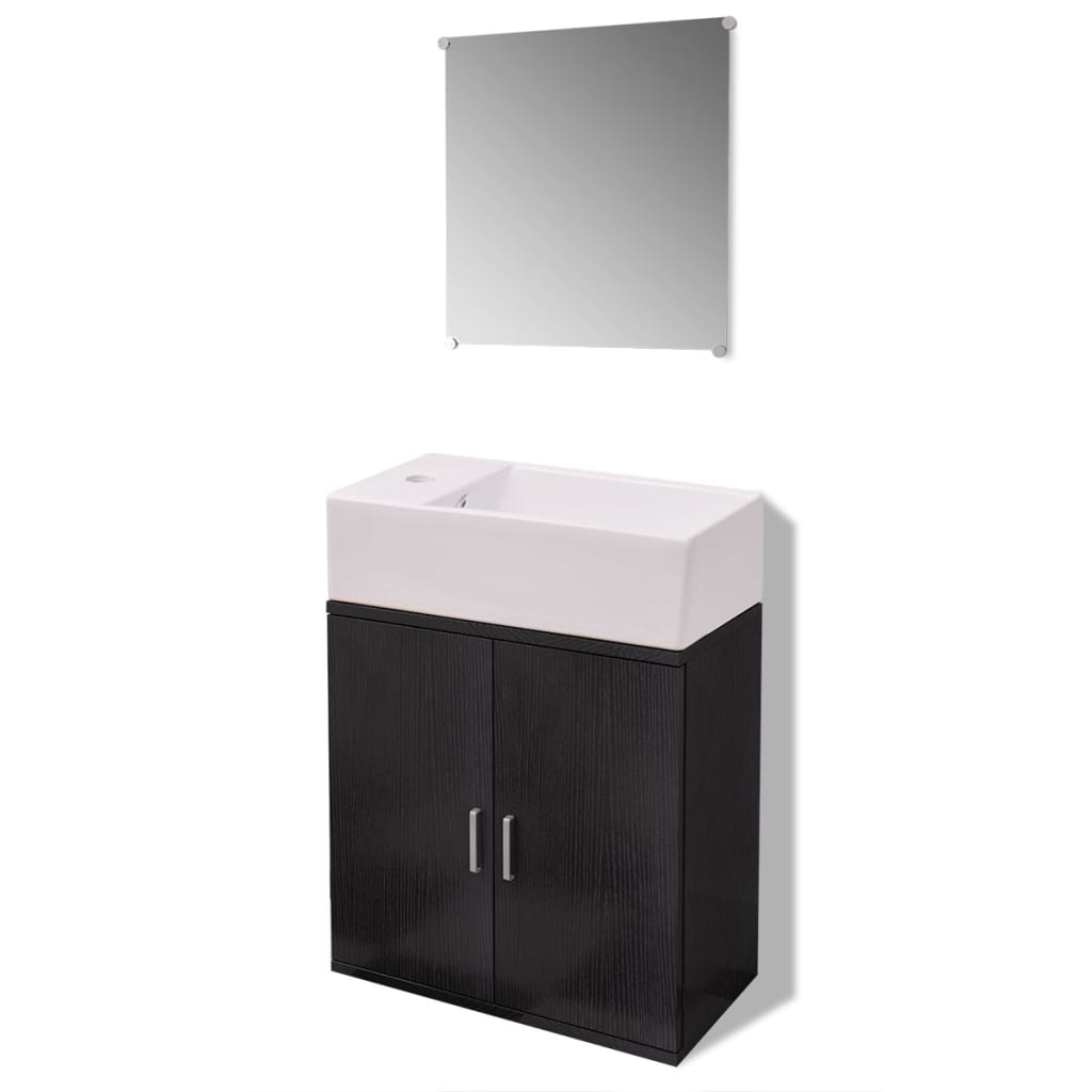 Set Mobili Da Bagno Con Lavabo 3 Pz Nero
