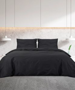 Set Copripiumino Nero 220x240 Cm In Microfibra Leggera