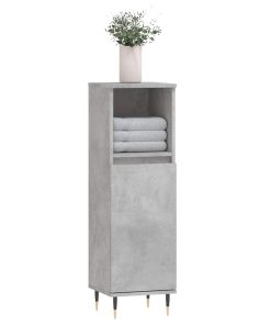 Armadietto Bagno Grigio Cemento 30x30x100 Cm Legno Multistrato