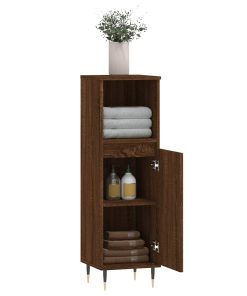 Armadietto Bagno Rovere Marrone 30x30x100 Cm Legno Multistrato