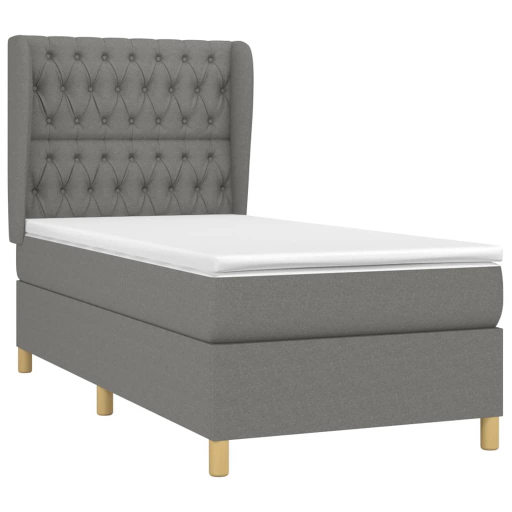 Giroletto A Molle Con Materasso Grigio Scuro 90x200 Cm Tessuto