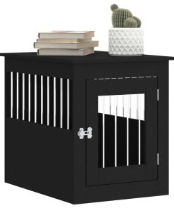Gabbia Cani Da Arredamento Nera 55x75x65cm Legno Multistrato