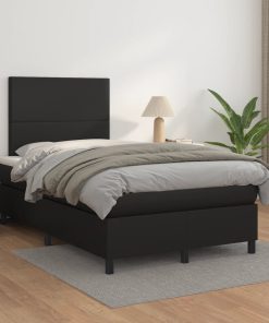 Giroletto A Molle Con Materasso Nero 120x200 Cm In Similpelle