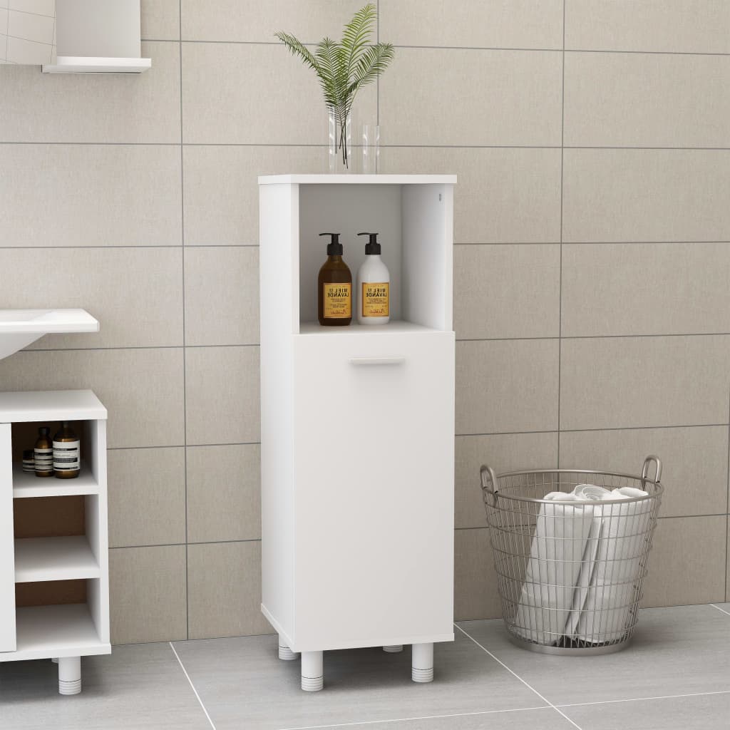 Armadio Da Bagno Bianco 30x30x95 Cm In Legno Multistrato