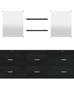 Set Mobili Da Bagno 5 Pz Nero In Legno Multistrato