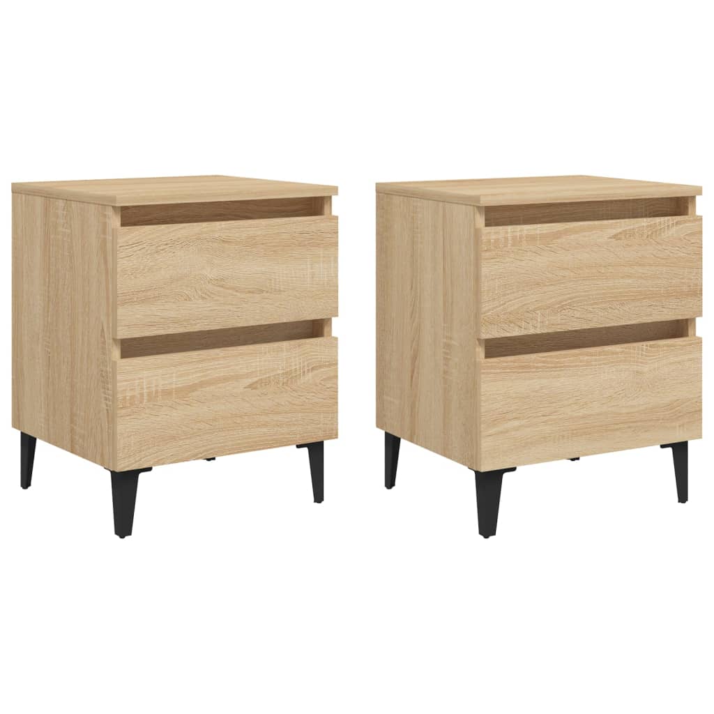 Comodini 2pz Rovere Sonoma 40x35x50 Cm In Legno Multistrato