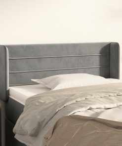 Testiera Ad Orecchio Grigio Chiaro 103x16x78/88 Cm In Velluto