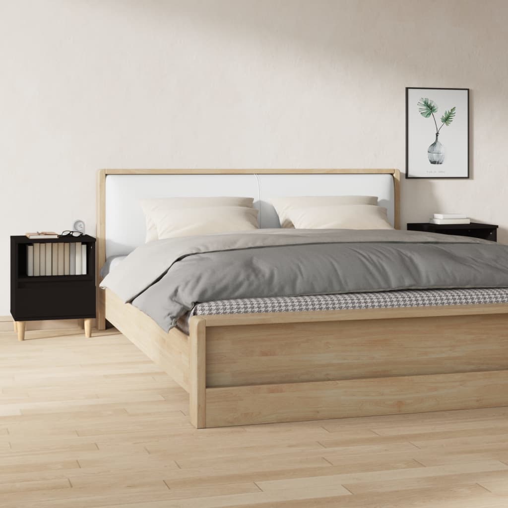 Comodini 2 Pz Nero 40x35x50 cm