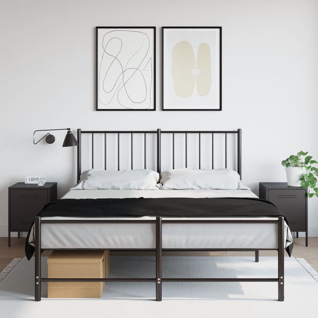 Comodini 2 Pz Nero 36x39x50,5 Cm In Acciaio